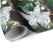 Ornament - zilveren poinsettia decoratie cadeaupapier (Rol Hoek)