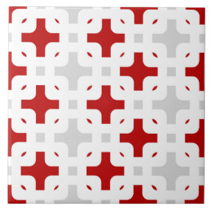 Ornamentaal, modern, Bourgogne, wit, lichtgrijs Tegeltje