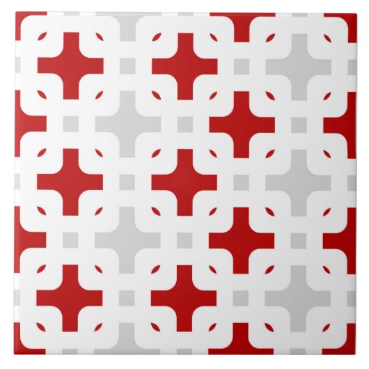 Ornamentaal, modern, Bourgogne, wit, lichtgrijs Tegeltje (Voorkant)