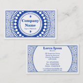 Ornamental 01 - Navy Blue op White Visitekaartje (Voorkant / Achterkant)