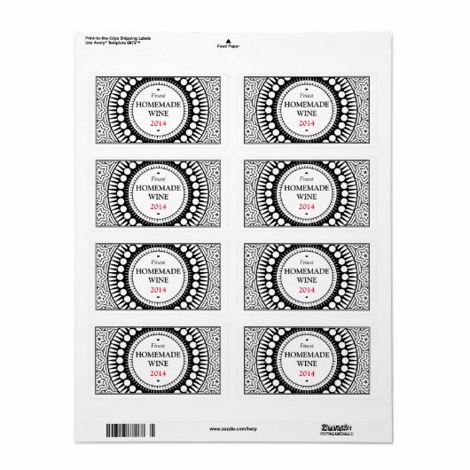 Ornamental 01 - Zwart op wit Etiket (Full Sheet)