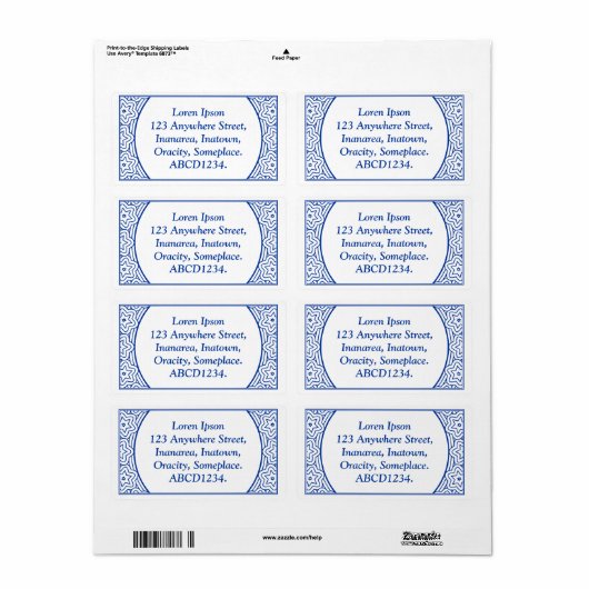 Ornamental 02 - Navy Blue op White Etiket (Full Sheet)