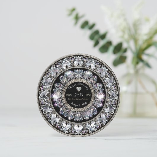 Ornamental Aniversary Diamond Monogram Kaart (Staand voorkant)