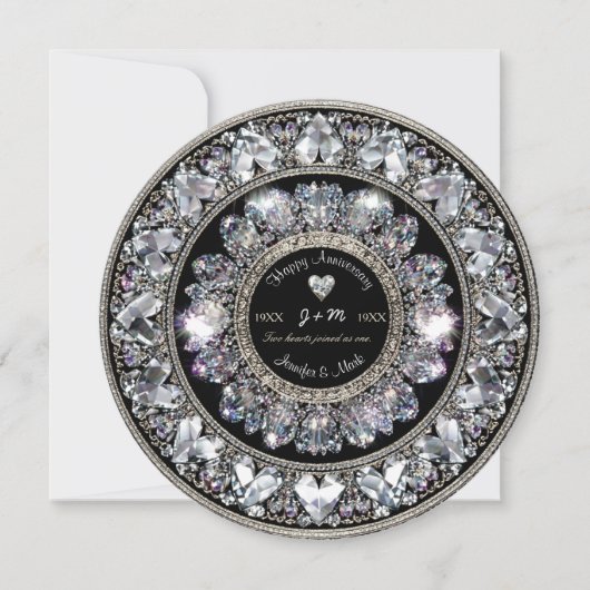 Ornamental Aniversary Diamond Monogram Kaart (Voorkant)