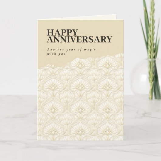 Ornamental Art Deco – Ivory Anniversary Card Feestdagen Kaart (Voorkant)