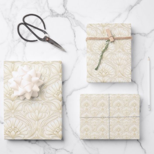 Ornamental Art Deco – Ivory | Anniversary Luxe Inpakpapier Vel (Voorkant)