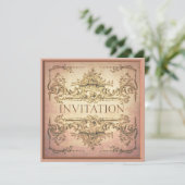 Ornamental Baroque Party Invitation Kaart (Staand voorkant)
