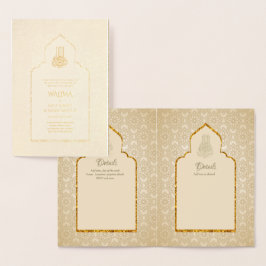 Ornamental Bilingual WALIMA Nikah Muslim Wedding Folie Kaarten