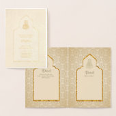 Ornamental Bilingual WALIMA Nikah Muslim Wedding Folie Kaarten (Display)