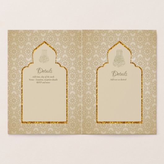 Ornamental Bilingual WALIMA Nikah Muslim Wedding Folie Kaarten (Binnen)