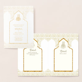 Ornamental Bilingual WALIMA Nikah Muslim Wedding Folie Kaarten