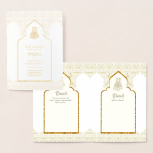 Ornamental Bilingual WALIMA Nikah Muslim Wedding Folie Kaarten