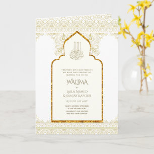 Ornamental Bilingual WALIMA Nikah Muslim Wedding Kaart