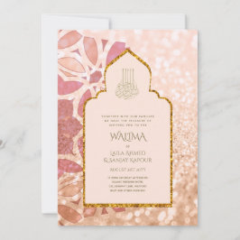Ornamental Bilingual WALIMA Nikah Muslim Wedding Kaart