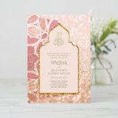 Ornamental Bilingual WALIMA Nikah Muslim Wedding Kaart (Staand voorkant)