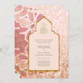 Ornamental Bilingual WALIMA Nikah Muslim Wedding Kaart (Voorkant / Achterkant)