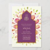 Ornamental Bilingual WALIMA Nikah Muslim Wedding Kaart (Voorkant)