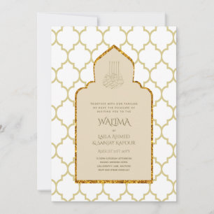 Ornamental Bilingual WALIMA Nikah Muslim Wedding Kaart