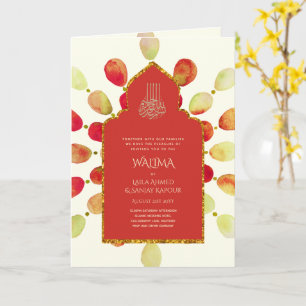 Ornamental Bilingual WALIMA Nikah Muslim Wedding Kaart