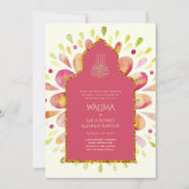 Ornamental Bilingual WALIMA Nikah Muslim Wedding Kaart (Voorkant)