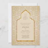 Ornamental Bilingual WALIMA Nikah Muslim Wedding Kaart (Voorkant)