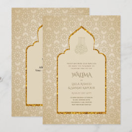 Ornamental Bilingual WALIMA Nikah Muslim Wedding Kaart