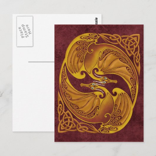 Ornamental Celtic Dragons Briefkaart (Voorkant / Achterkant)
