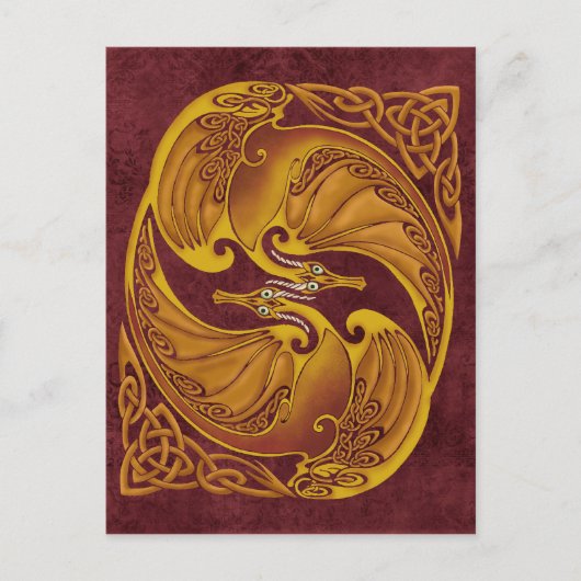 Ornamental Celtic Dragons Briefkaart (Voorkant)