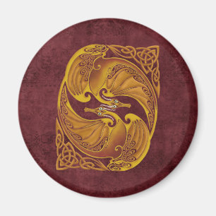 Ornamental Celtic Dragons Magneet