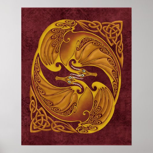 Ornamental Celtic Dragons Poster (Voorkant)