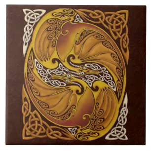 Ornamental Celtic Dragons Tegeltje