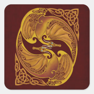 Ornamental Celtic Dragons Vierkante Sticker
