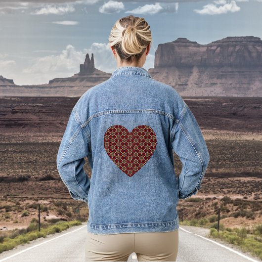 Ornamental Cherry Blossom Pattern Denim Jacket