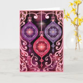Ornamental Christmas - Pink Christmas Card Kaart (Gele Bloem)