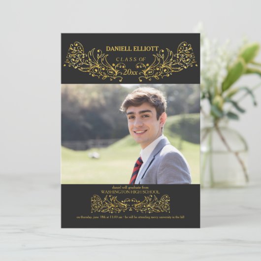 Ornamental Classy Afstuderen aangekondigd Aankondiging (Staand voorkant)