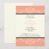 Ornamental coral white bridal shower uitnodiging (Voorkant / Achterkant)