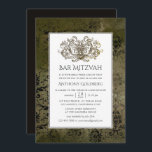 Ornamental  Damask Bar Mitzvah Kaart<br><div class="desc">De drukke de bar mitzvah van de grunge demask uitnodiging die aan uw gebeurtenisspecificaties kan worden aangepast.</div>