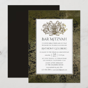 Ornamental  Damask Bar Mitzvah Kaart