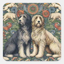 Ornamental Dogs Textile Art inspired by William Vierkante Sticker