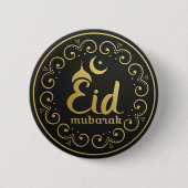 Ornamental Eid Mubarak Round Button (Voorkant)