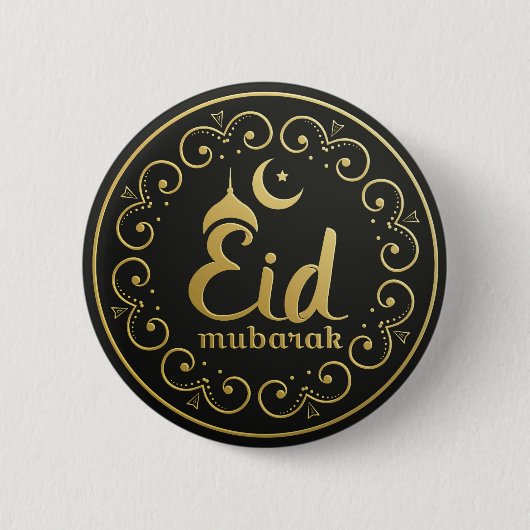 Ornamental Eid Mubarak Round Button (Voorkant)