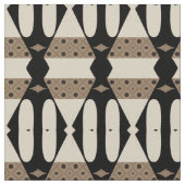 Ornamental Elegant Black & Beige Geometric Pattern Stof (Close Up)