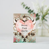 Ornamental Elegant Floral  Heart Party Aankondigingskaart (Staand voorkant)