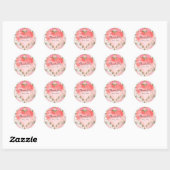 Ornamental Elegant Floral Heart Peach Rozen Ronde Sticker (Vel)