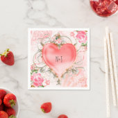 Ornamental Elegant Floral Heart Peach Servetten (Insitu)