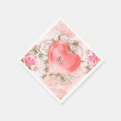 Ornamental Elegant Floral Heart Peach Servetten (Hoek)