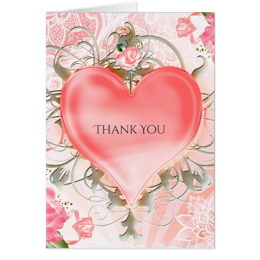 Ornamental Elegant Floral Heart Peachy Pink (Voorkant)