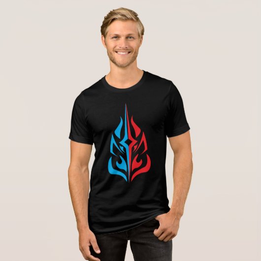 Ornamental Floral Design Tri-Blend Shirt (Voorkant volledig)