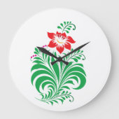 Ornamental Floral Flower Design – Elegant Grote Klok (Voorkant)