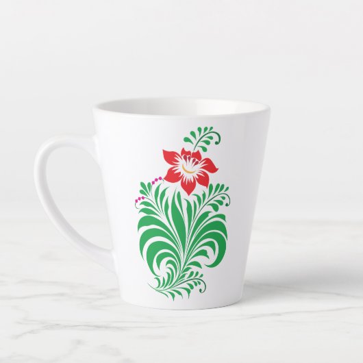 Ornamental Floral Flower Design – Elegant Latte Mok (Links)